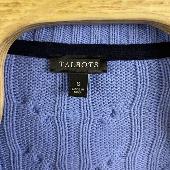 Talbots Women's Small Blue Long Sleeve Bone Button‎ Cardigan - Picture 2 of 5